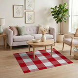 Red Classic Red Gingham Check Area Rug