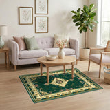 Traditional Persian Green Persian Floral Medallion Area Rug