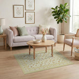 Vintage Floral Cream Area Rug with Gold Border