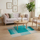 Teal Block Geometric Area Rug