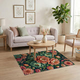Lush Peony Rose Floral Area Rug
