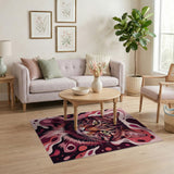 Vibrant Pink Tabby Cat Abstract Area Rug