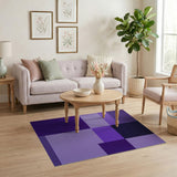 Purple Geometric Block Area Rug