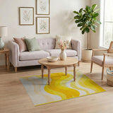 Sunny Yellow Wavy Abstract Area Rug