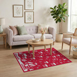 Festive Christmas Village Silhouette Red Rug