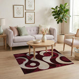 Red Swirl Geometric Modern Area Rug