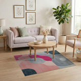 Abstract Pink Grey Geometric Modern Area Rug