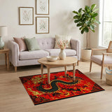Fiery Red Dragon Area Rug