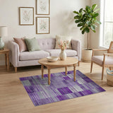 Purple Geometric Block Purple Area Rug