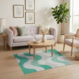 Coastal Beach Blue and Teal Ocean Wave Area Rug