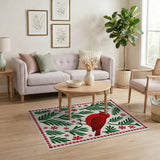Red Cardinal Fern Area Rug