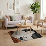 Majestic Black Deer Silhouette Mountain Arch Rug