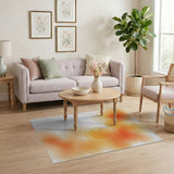 Vibrant Orange Watercolor Abstract Area Rug