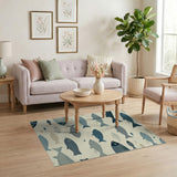 Blue and Teal Stylized Blue Fish Coastal Area Rug