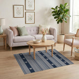 Blue and Teal Navy Starfish Striped Coastal Beach Rug