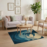 Shark Leaping Midnight Waves Area Rug