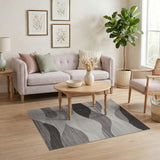 Modern Grey Abstract Wave Area Rug
