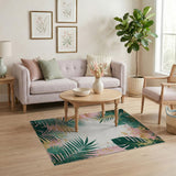 Gold Foil Monstera Palm Leaf Area Rug