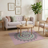 Geometric Modern Pink Mandala Geometric Area Rug