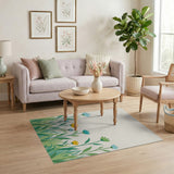 Teal Yellow Floral Meadow Area Rug