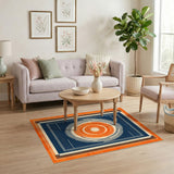 Blue Orange Geometric Circle Area Rug