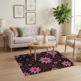 Pink Floral Vintage Vibrant Pink Floral Swirl Area Rug