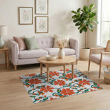 Floral Vintage Vibrant Red Floral Pattern Area Rug