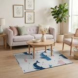 Whimsical Whale Fish Kids Area Rug
