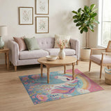 ODIKA Magic Unicorn & Rainbow Washable Kids Rug - Low Pile Non-Slip Nursery Decor
