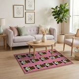 Playful Top Hat Cartoon Cats Pink Rug