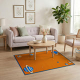 Orange Pixelated Space Planets Area Rug