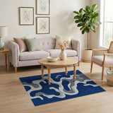 Abstract Navy Wave Area Rug