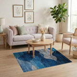 Blue Teal Abstract Mountain Peaks Rug