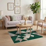 Geometric Modern Green Emerald Green Geometric Abstract Area Rug