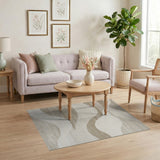 Creamy Beige Wavy Abstract Area Rug