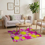 Happy Smiling Daisy Pink Area Rug