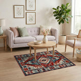 Bold Red Navajo Southwestern Area Rug