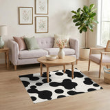 Black White Abstract Blob Area Rug