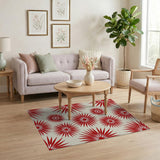 Bold Red Starburst Floral Area Rug