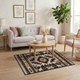 Southwestern Geometric Area Rug in Black Tan Rust