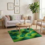 Vibrant Green Fuzzy Sphere Wave Rug