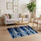 Watercolor Indigo Ocean Waves Area Rug
