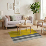 Bold Yellow Grey Vertical Stripe Area Rug