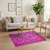Geometric Modern Vibrant Pink Gingham Check Area Rug