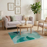 Blue and Teal Abstract Area Abstract Teal Wave Area Rug
