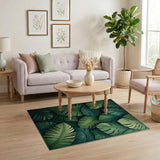 Lush Green Lush Green Monstera Leaves Area Rug