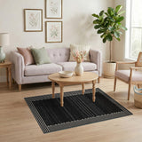Black White Framed Geometric Stripe Rug