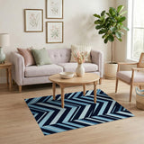 Navy Blue Chevron Geometric Area Rug