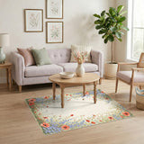 Vintage Poppy Floral Border Area Rug