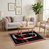 Red Volleyball Player Line Art Area Rug